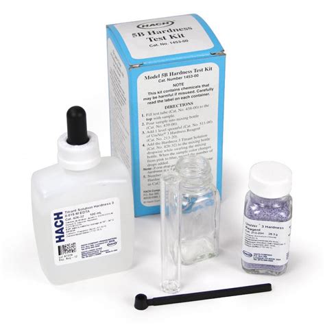 5b hardness test blue before drops|hach hardness test kit.